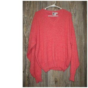 Kazmar Sweater Vintage Mens SZ L V neck Red Marble